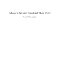 Cadenzas to the Mozart Concerto in C Major, KV.467